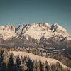 Skifahren in Kitzbühel mit Blick auf den Wilden Kaiser