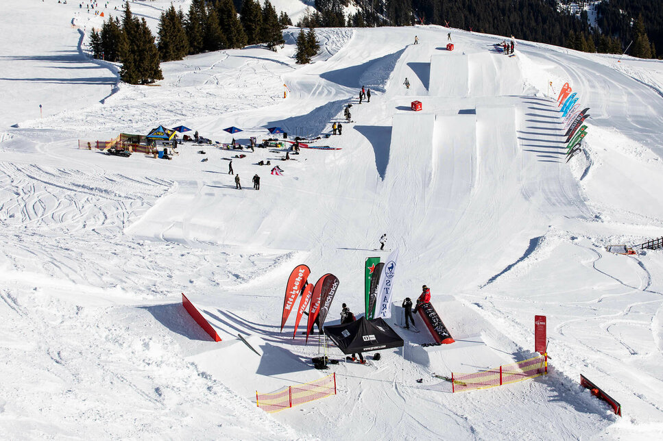 Snowpark in Kitzbühel von oben